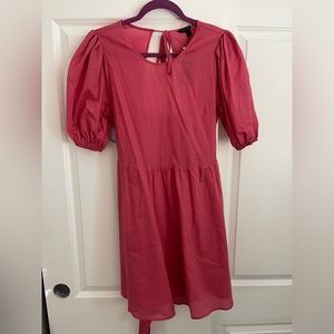 Banana Republic short pink dress with puff sleeves